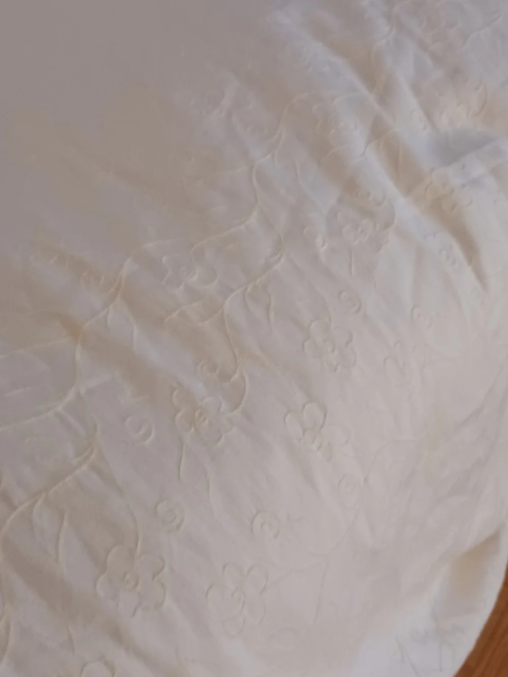 Soft Embroidered Floral Cream Bedding Topper